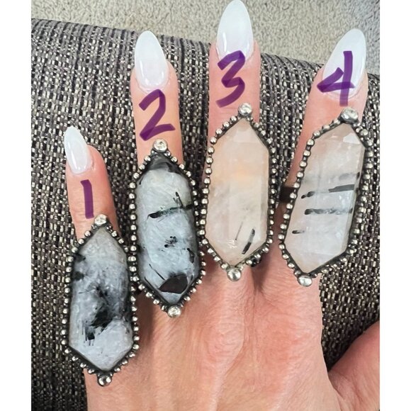 MASSIVE Witchy Tourmalated DT Quartz Ring - Picture 9 of 9